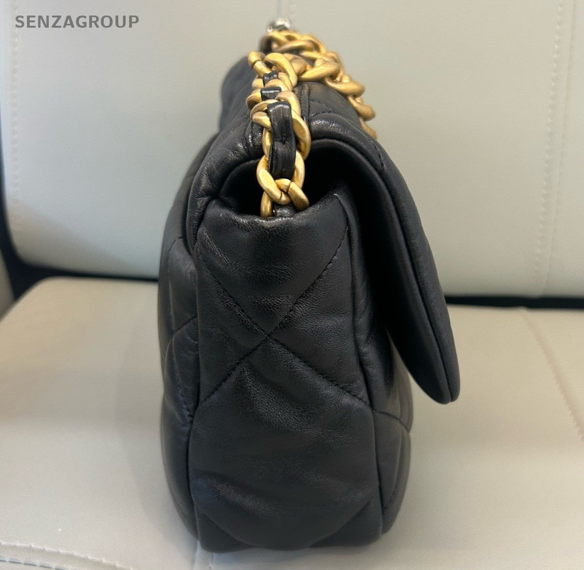 Chanel 19Bag PM Chain Shoulder Bag Black Gold Women Classic Fashion