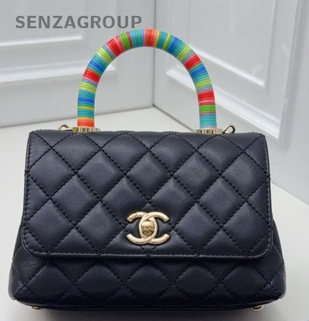 Chanel Cocohandle Mini Rainbow Tope Handle Bag Chain Shoulder Black Women