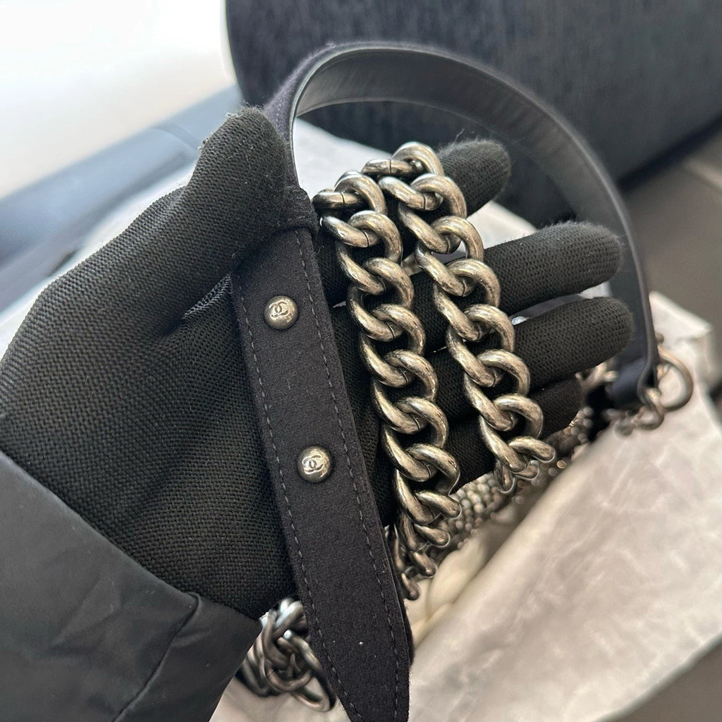 Chanel Leboy PM Chain Shoulder Crossbody Black Silver Women Classic
