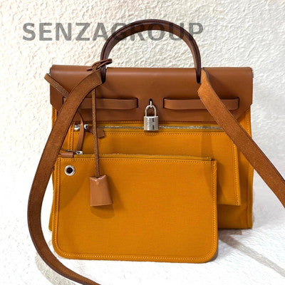Hermès Herbag 31 Orange Brown Silver Hardware Shoulder Bag Women
