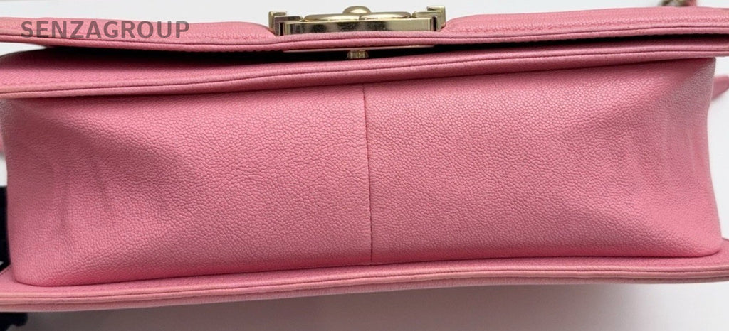 Chanel Leboy Calfskin MM Chain Shoulder Bag Pink Gold Used Women Classic