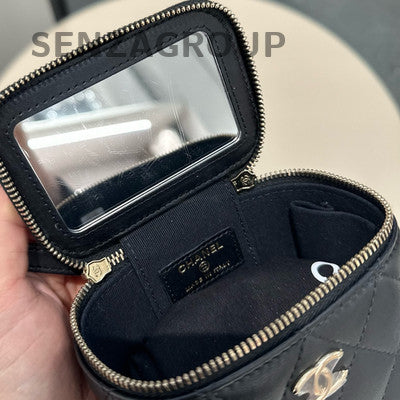 Chanel 22P Pearl Chain Shoulder Crossbody Bag Black Gold Quilted