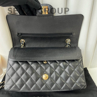 Chanel Classic Flap Medium Quilted Chain Bag Black Gold
