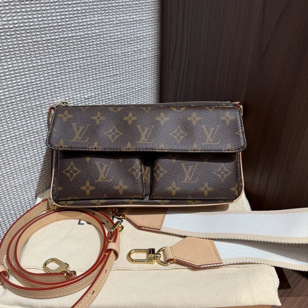 Louis Vuitton Vivacite Vibe Camel Bag Crossbody Shoulder Bag Brown Vintage