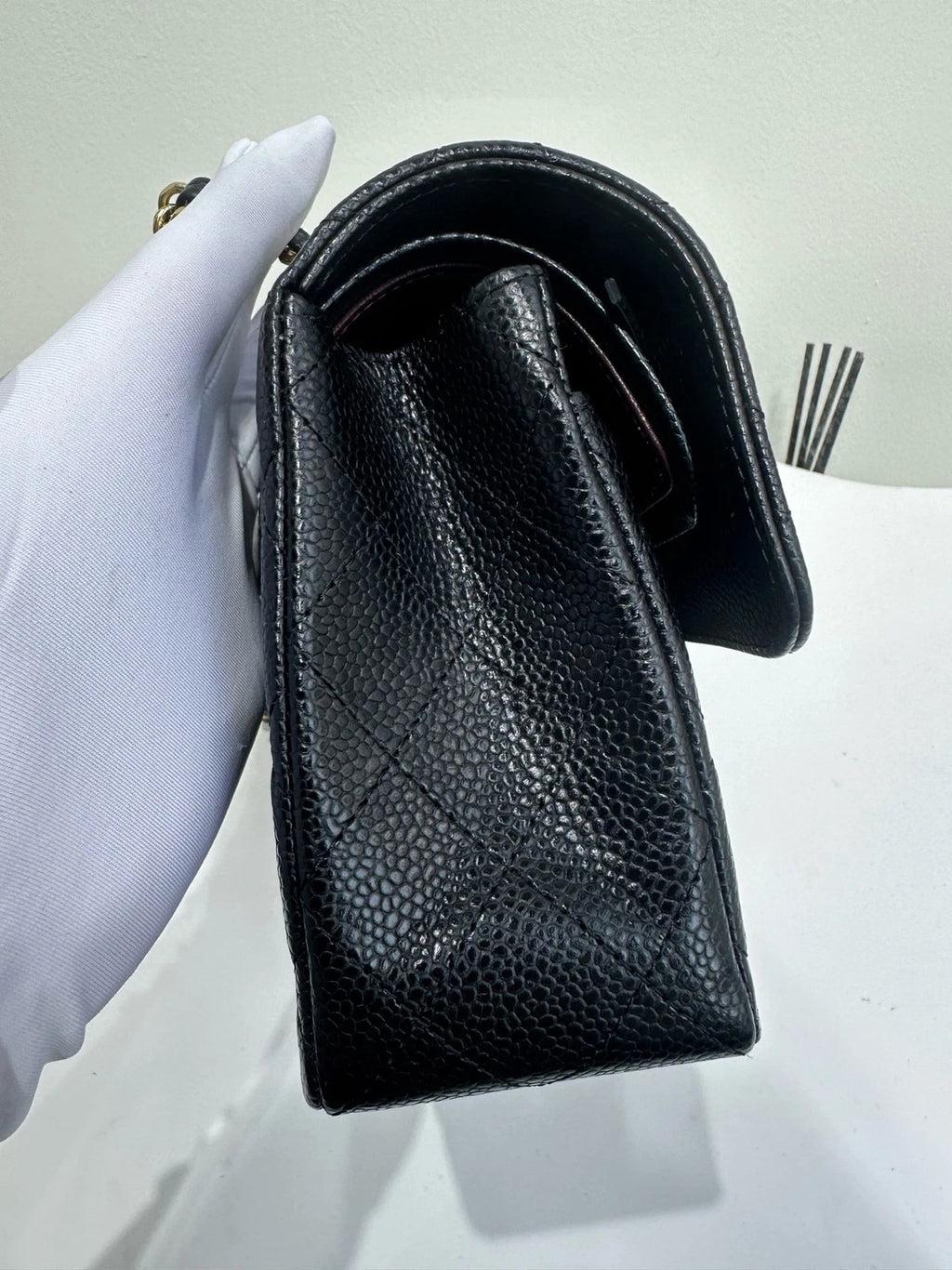 CHANEL Classic Flap Small Black Leather Shoulder Bag For Women