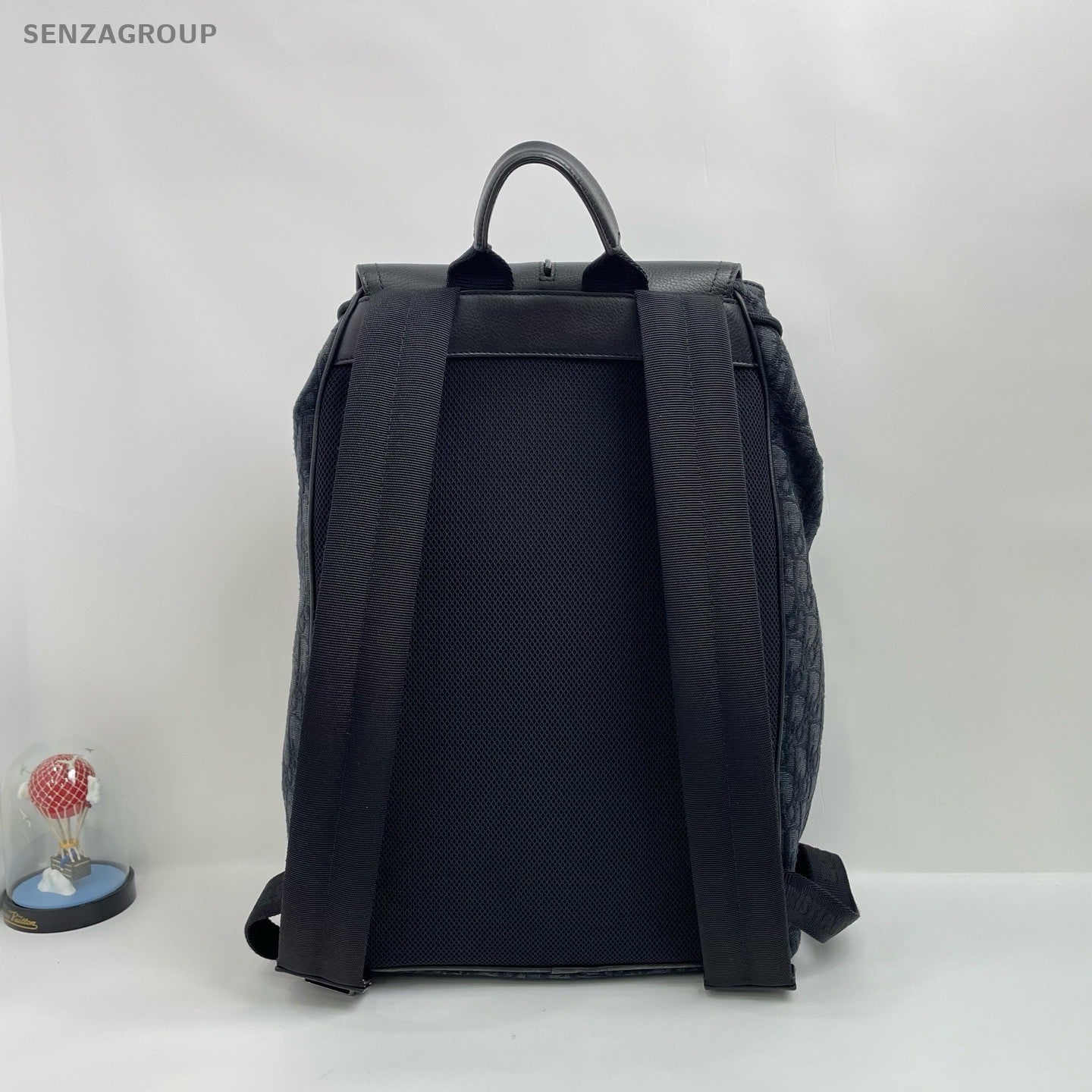 Christian Dior D-Motion Canvas Leather Backpack Black Unisex Adults