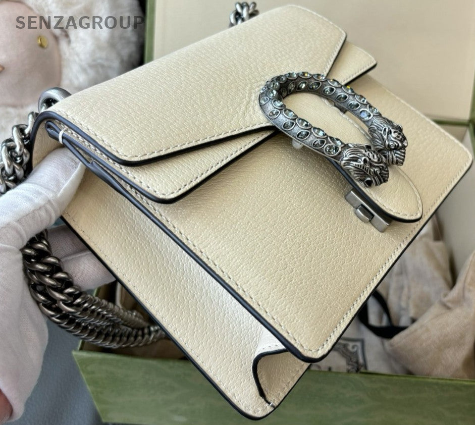 GUCCI Dionysus PM Chain Shoulder bag Crossboyd White Women Almost Brand NEW