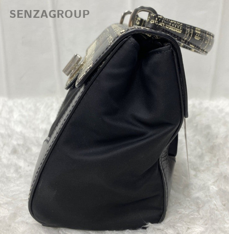 Prada Kelly 2Way Top Handle Bag Crossbody Black Silver Women Classic