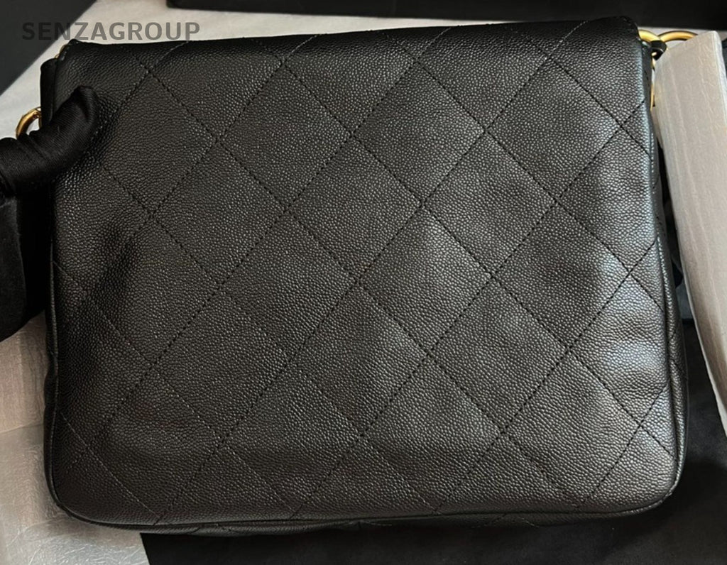 Chanel 25P PM Hobo Shoulder Bag Crossbody Black Gold Women Classic