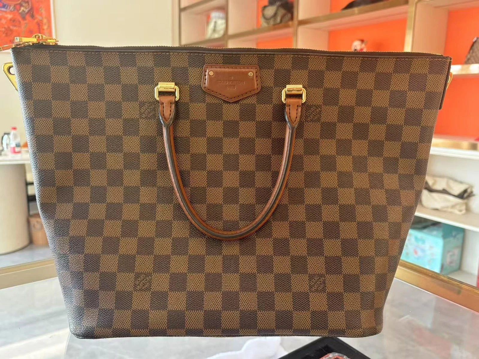 Authentic Louis Vuitton Damier Canvas Handbag Shoulder Bag For Women