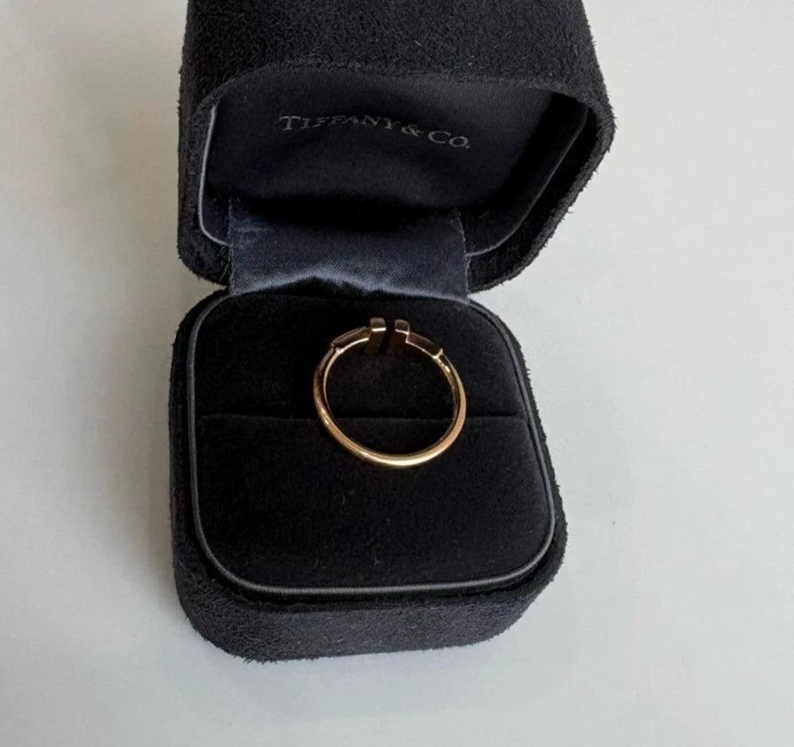 Tiffany &amp; Co. Tiffany T Square 18K Rose Pink Gold Band Ring EU51/US5.75