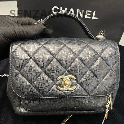 Chanel Black Calfskin Messenger Bag Small Gold Chain Shoulder Crossbody