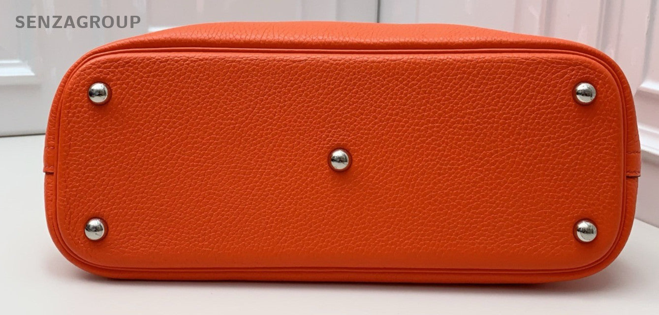 Hermes Bolide 2Way Hand Shoulder Bag Orange Silver Used Women Classic Designer