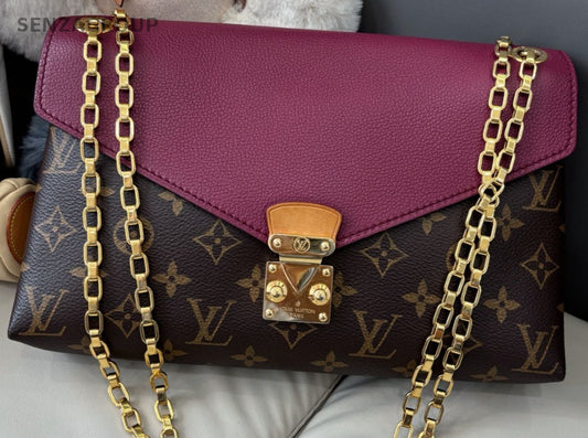 Louis Vuitton Pallas Monogram Calfskin Shoulder Crossbody Bag Purple Women