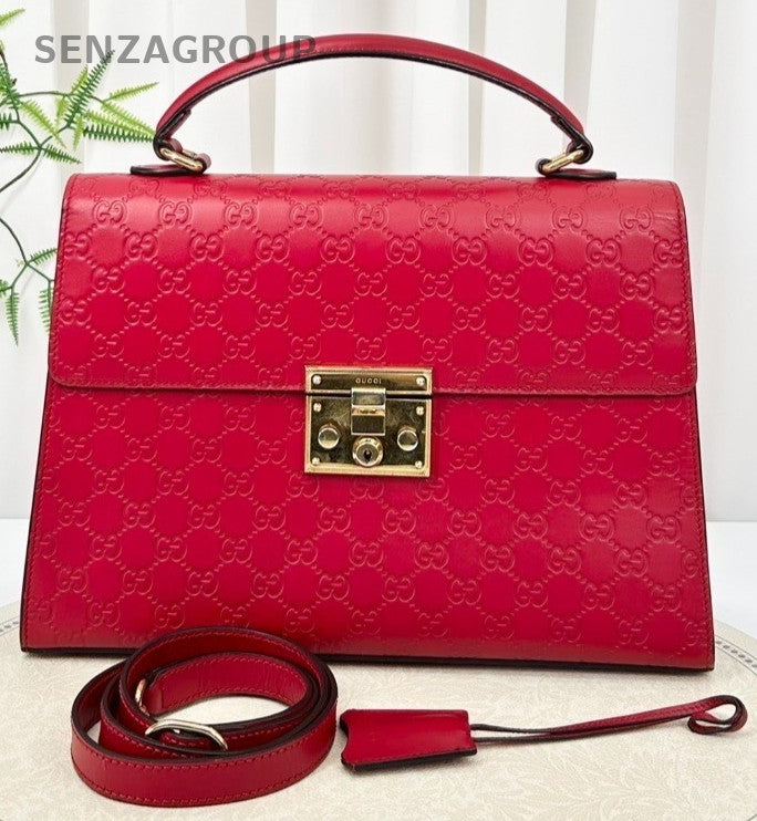 GUCCI Padlock Top handle 2WAY Shoulder bag Crossbody Red
