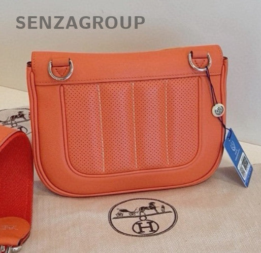 Hermes Berline Mini Ec Leather Vintage Shoulder Bag Orange Women Designer