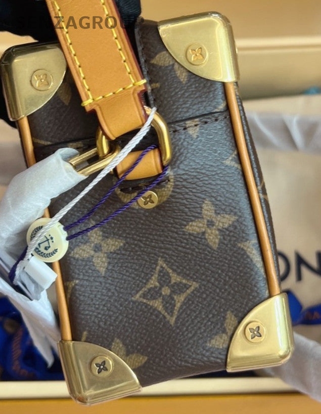 Louis Vuitton Soft Trunk Monogram Mini Chain Shoulder Bag Crossbody Brown Women