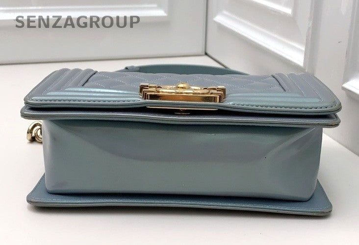 CHANEL Leboy Leather 2ways Shoulder Crossbody Bag Women Blue