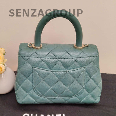 Chanel Coco Handle Mini Green Gold Chain Shoulder Bag Classic Women