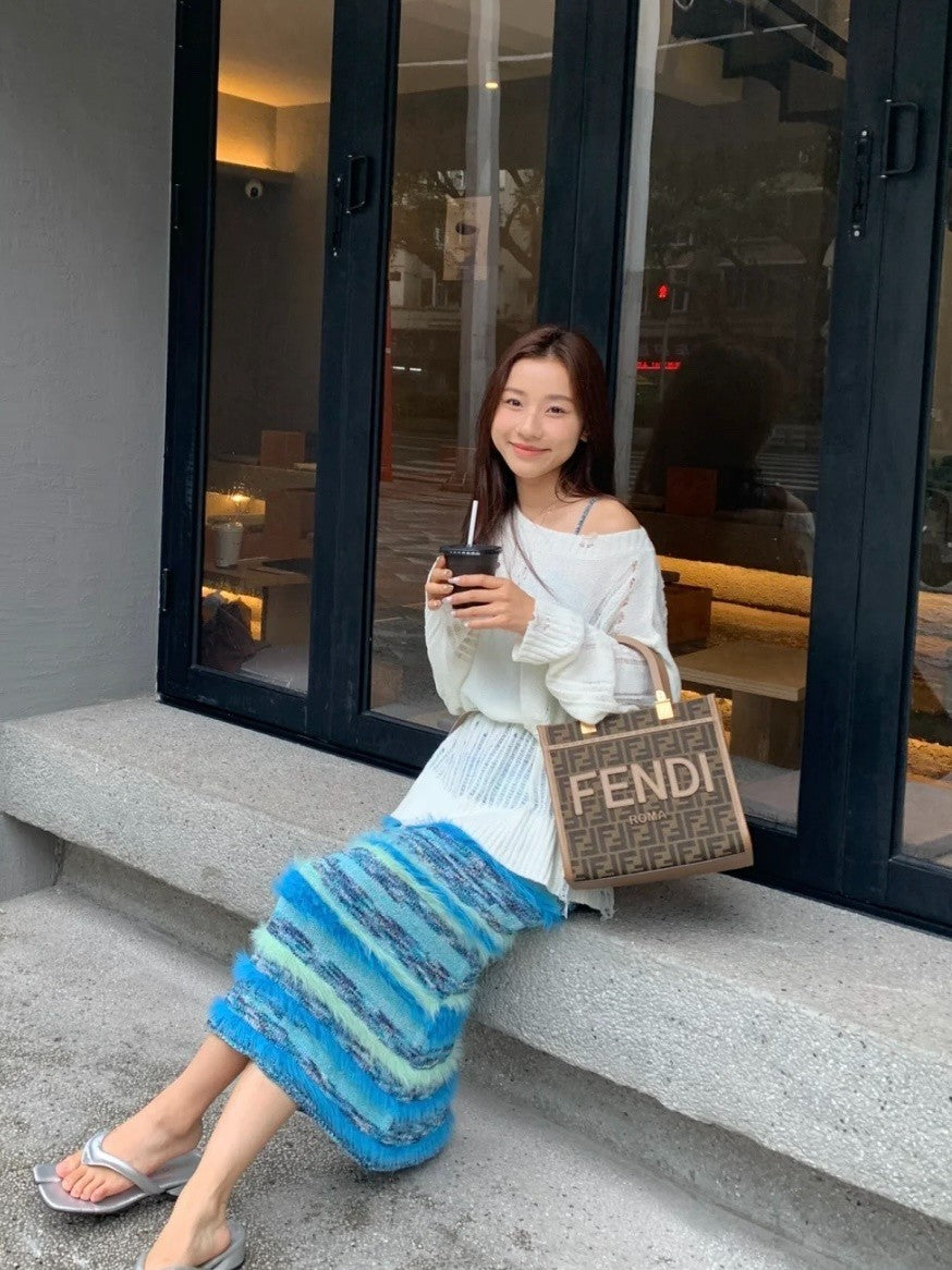 Fendi Sunshine Tote PM Monogram Top Handle Shoulder Bag Brown Almost Brand New