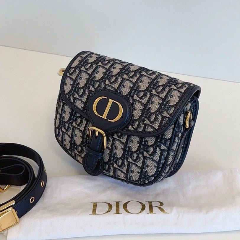 Dior Saddle Gold Navy Shoulder Bag Crossbody Excellent