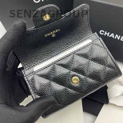Chanel Quilted Black Gold Wallet on Chain WOC Classic Women's Bag
