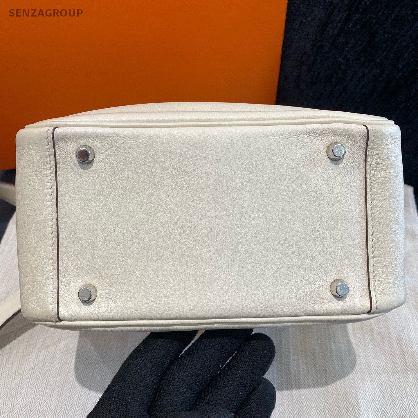 Hermes Lindy Mini Top Handle Bag Shoulder Bag White Silver Women Classic Fashion