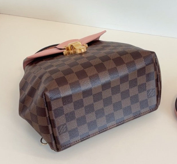 Louis Vuitton Clapton Damier Ebene Backpack Brown Pink Gold Women Classic