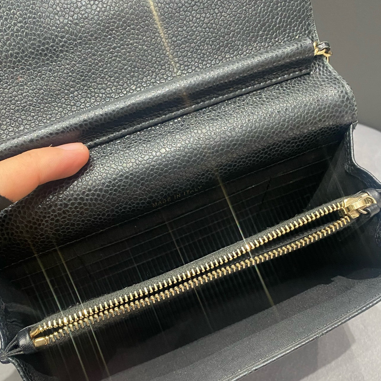 Chanel WOC Quilted Chain Shoulder Crossbody Bag Black Gold Classic