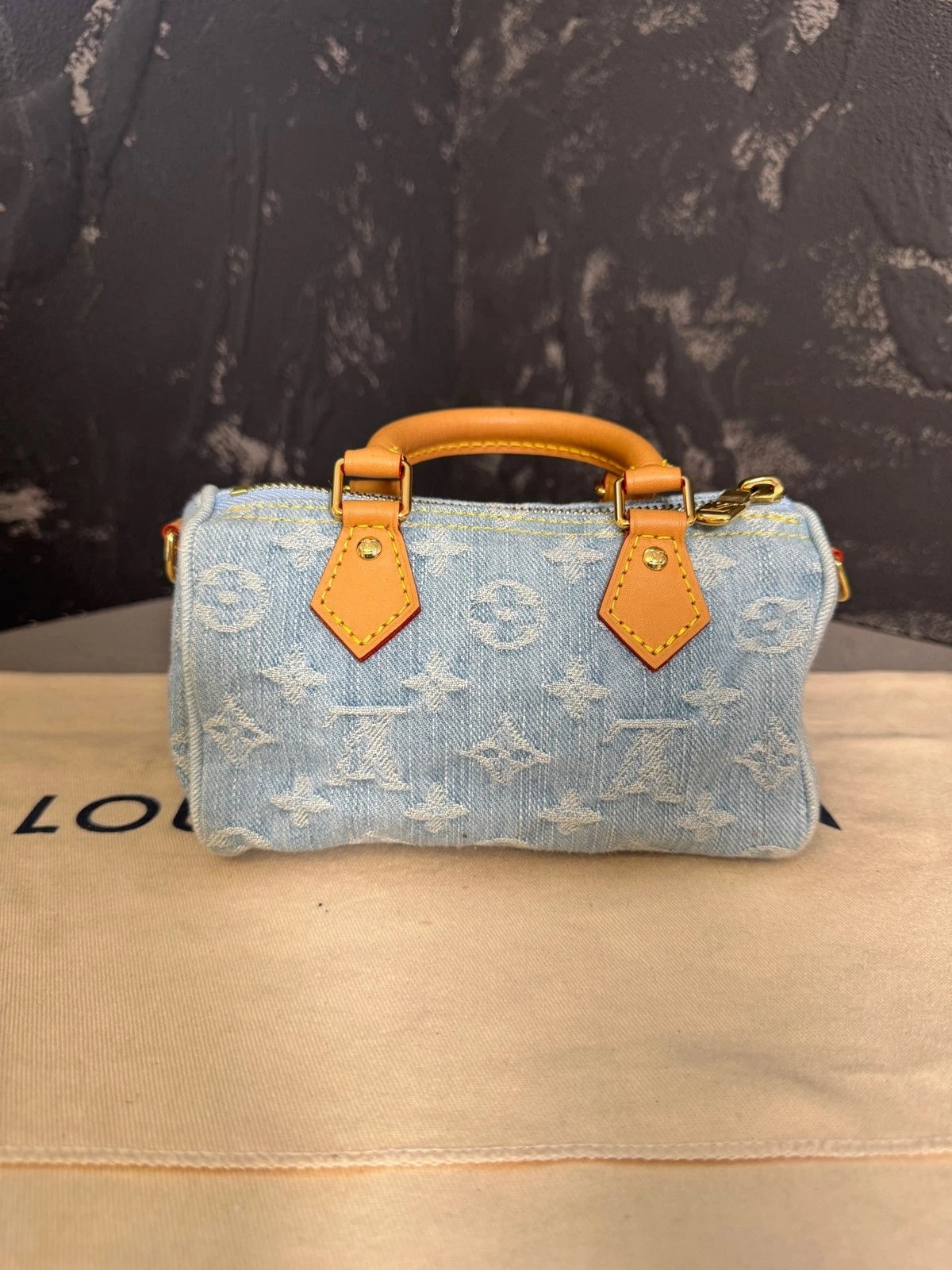 Louis Vuitton Speedy Nano Denim Light Blue Top Handle Bag For Women