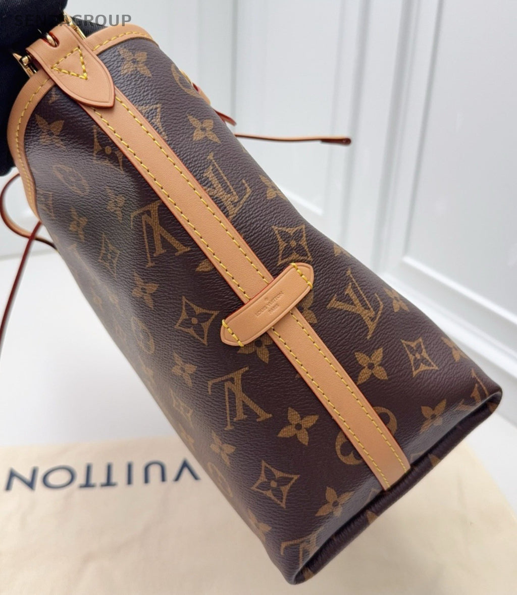 Louis Vuitton Carryall PM Monogram Shoulder Bag Brown Gold Women Classic