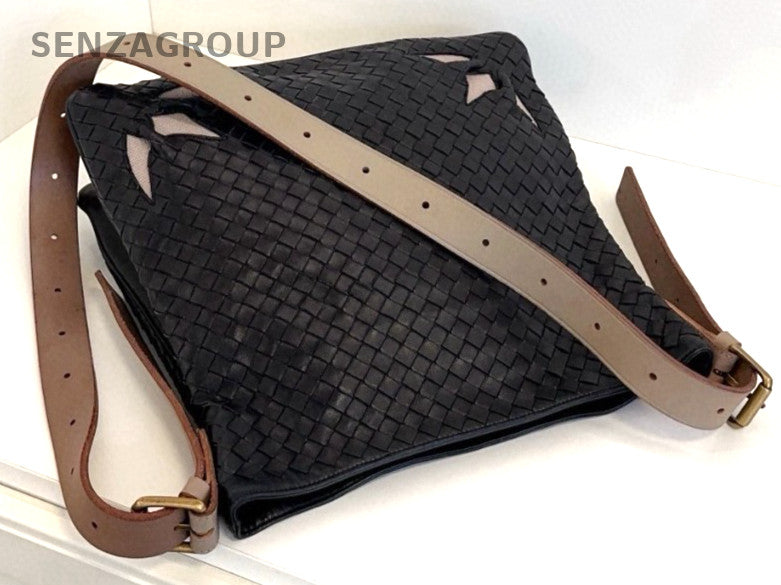 Bottega Veneta Classic Weaving Petal cutout Shoulder bag Black