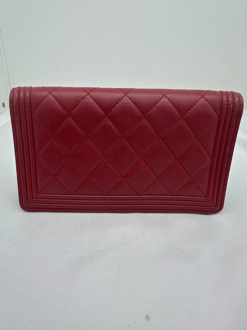 CHANEL LeBoy Leather Red Wallet For Women
