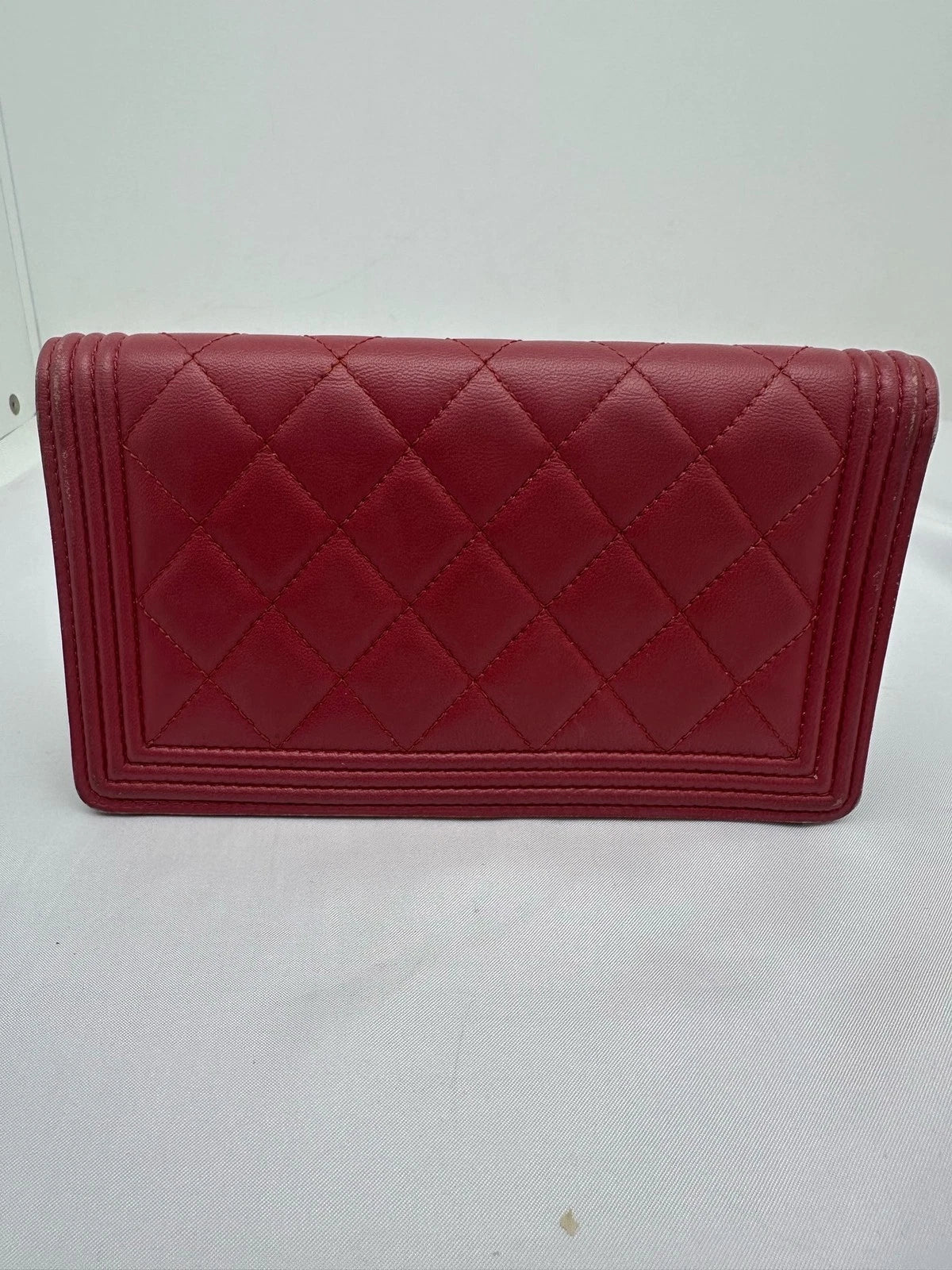 CHANEL LeBoy Leather Red Wallet For Women