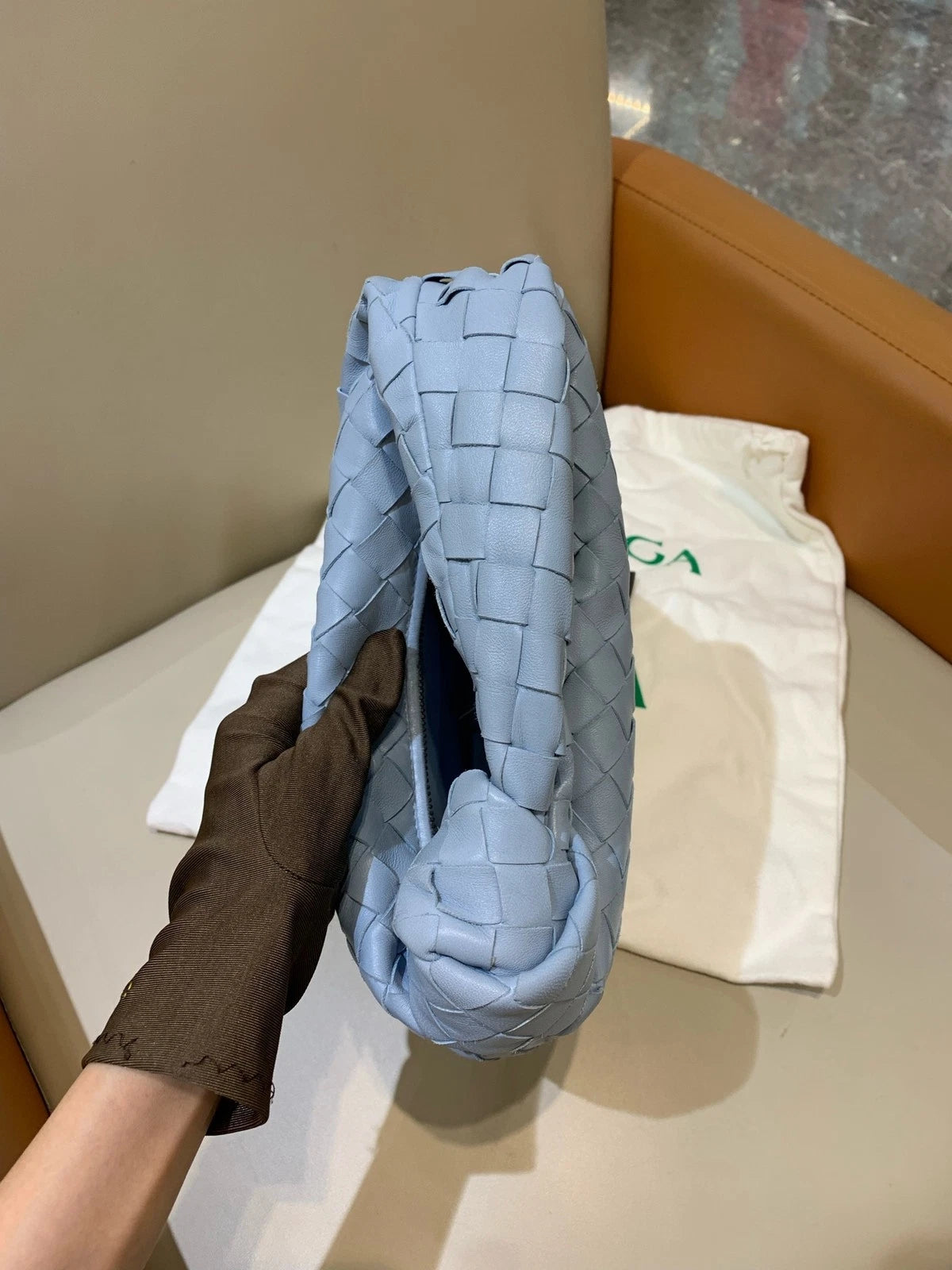 Bottega Veneta Jodie Mini Glacier Blue Leather Handbag For Women