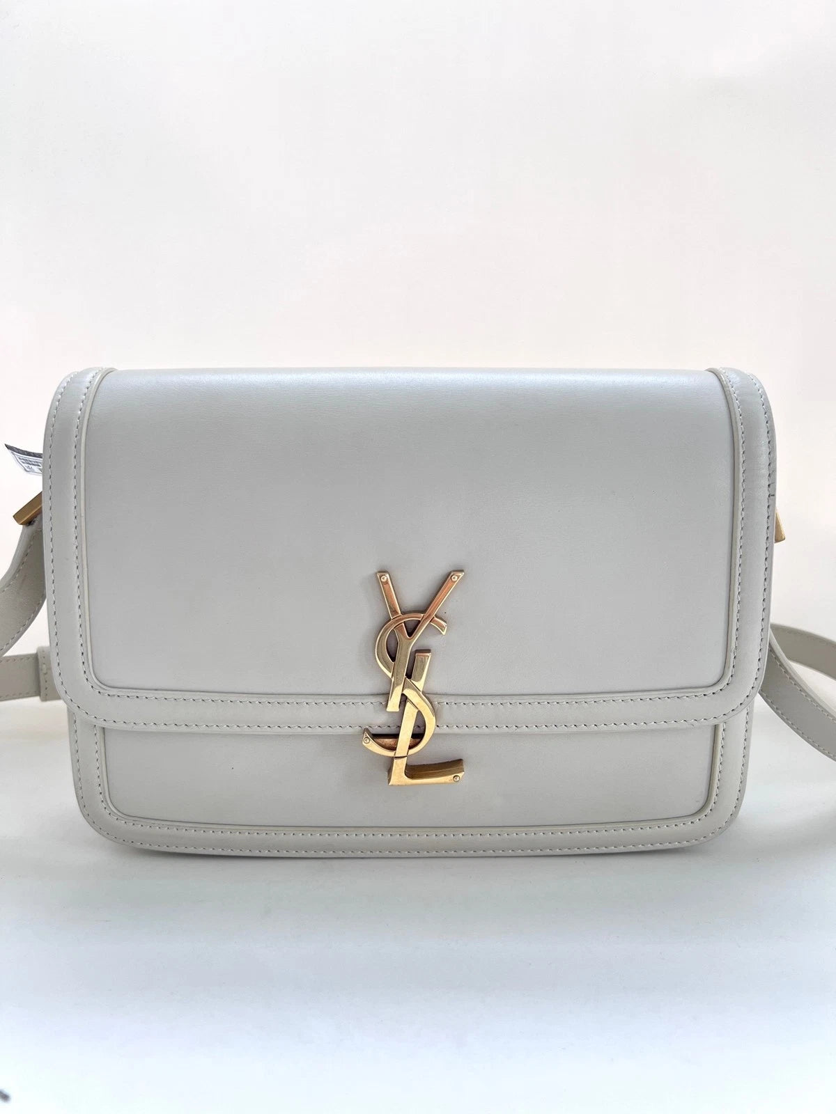 Saint Laurent White Gold Medium Leather Shoulder Bag For Women
