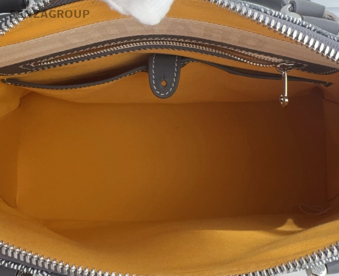 Goyard Canvas Leather Tote Bag Black Orange Silver Used Women Classic Designer