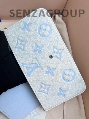 Louis Vuitton Monogram Blue White Clutch Bag Classic Fashion Women