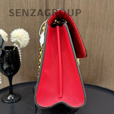 Louis Vuitton Victoria Monogram Red Chain Crossbody Bag Women