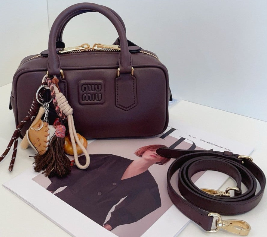 Miu Miu PM Bowling Top Handle Shoulder Crossbody Bag Purple Almost Brand New