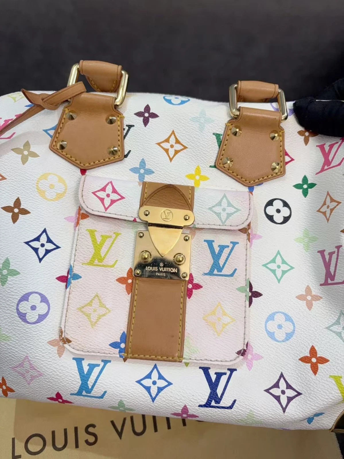 Louis Vuitton Takashi Speedy30 Monogram Handbag White Women Japan Edition