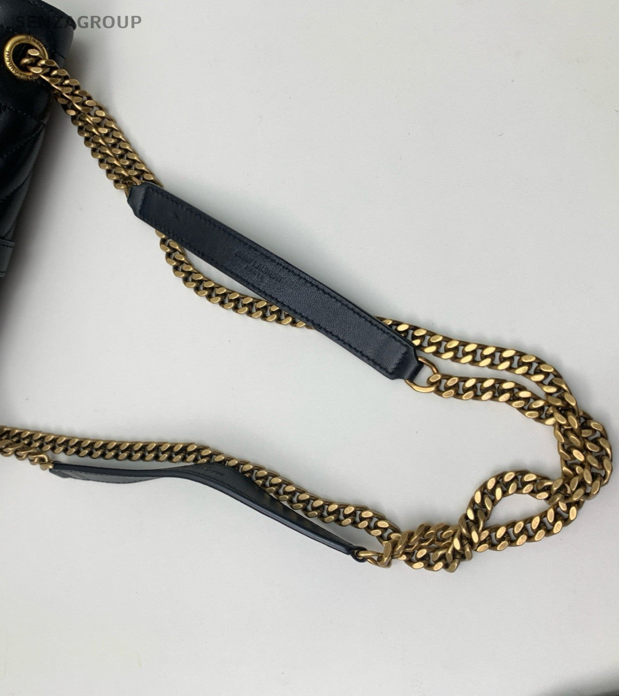 Saint Laurent Envelope Chain 2Way Crossbody Shoulder Bag Black Gold Women