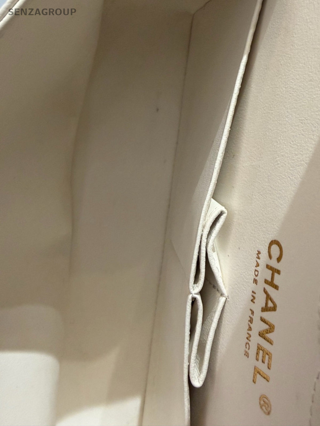 Chanel Classic Flap PM Calfskin Chain Shoulder Bag Crossbody White Gold Women