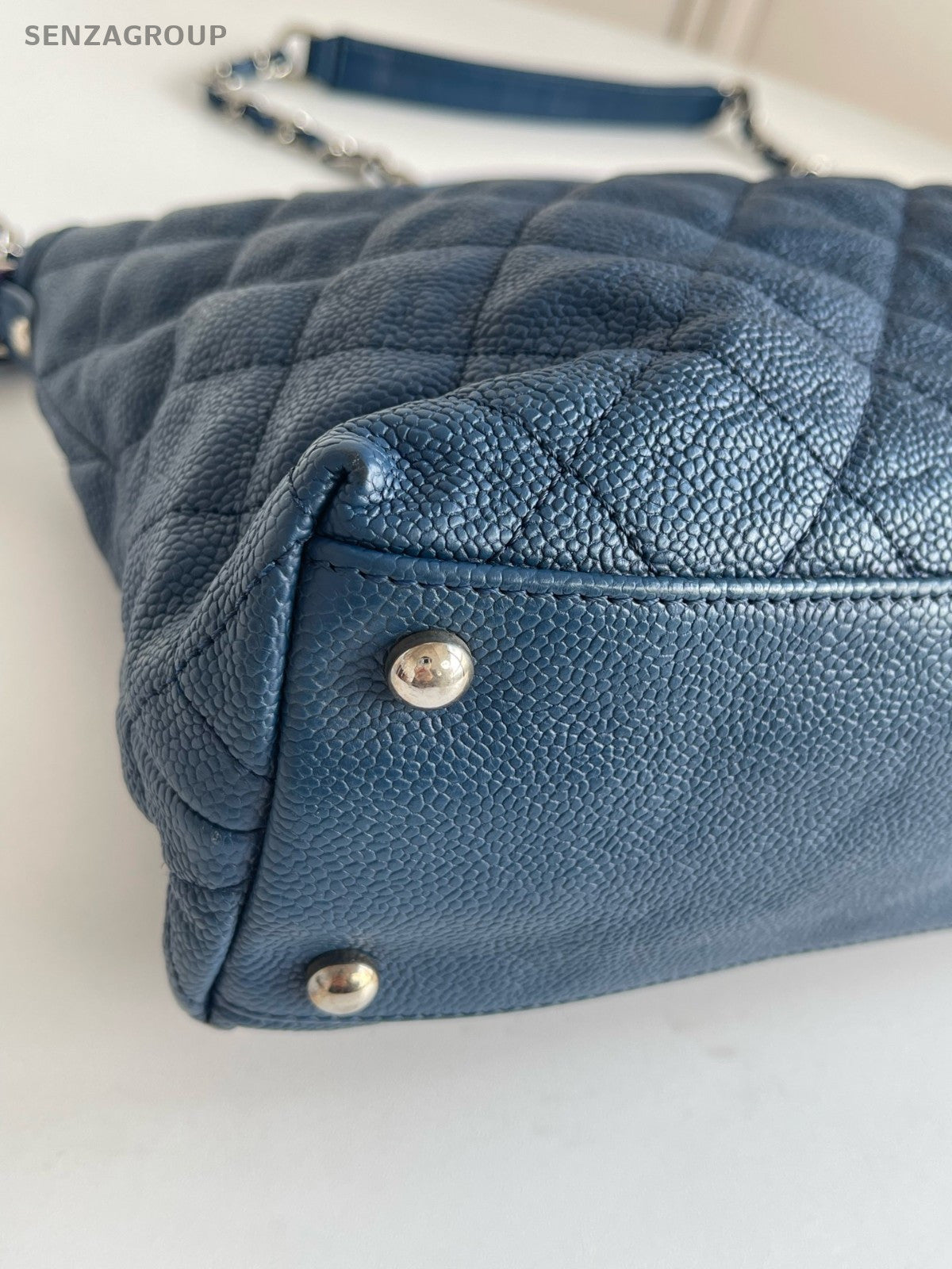 CHANEL Hobo caviar Chain 2way Shoulder bag Diamond pattern Women Handbag Blue