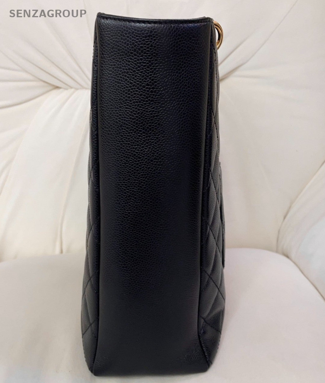 Chanel GST Chain Calfskin Shoulder Bag Black Gold Used Women Diamond Classic