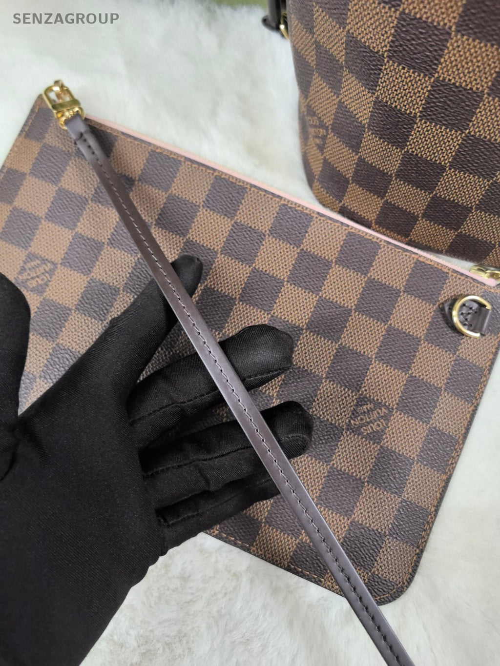Louis Vuitton Neverfull MM Damier Ebene Tote with pouch Shoulder bag Women Brown