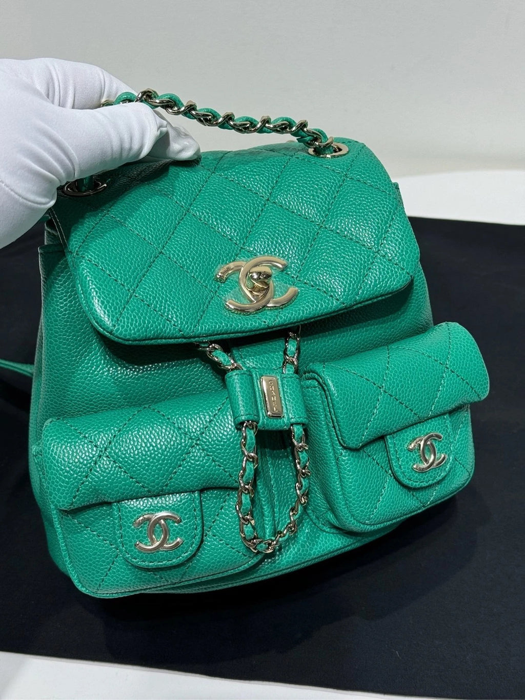 CHANEL Mint Green Grained Leather Small Duma Backpack For Women