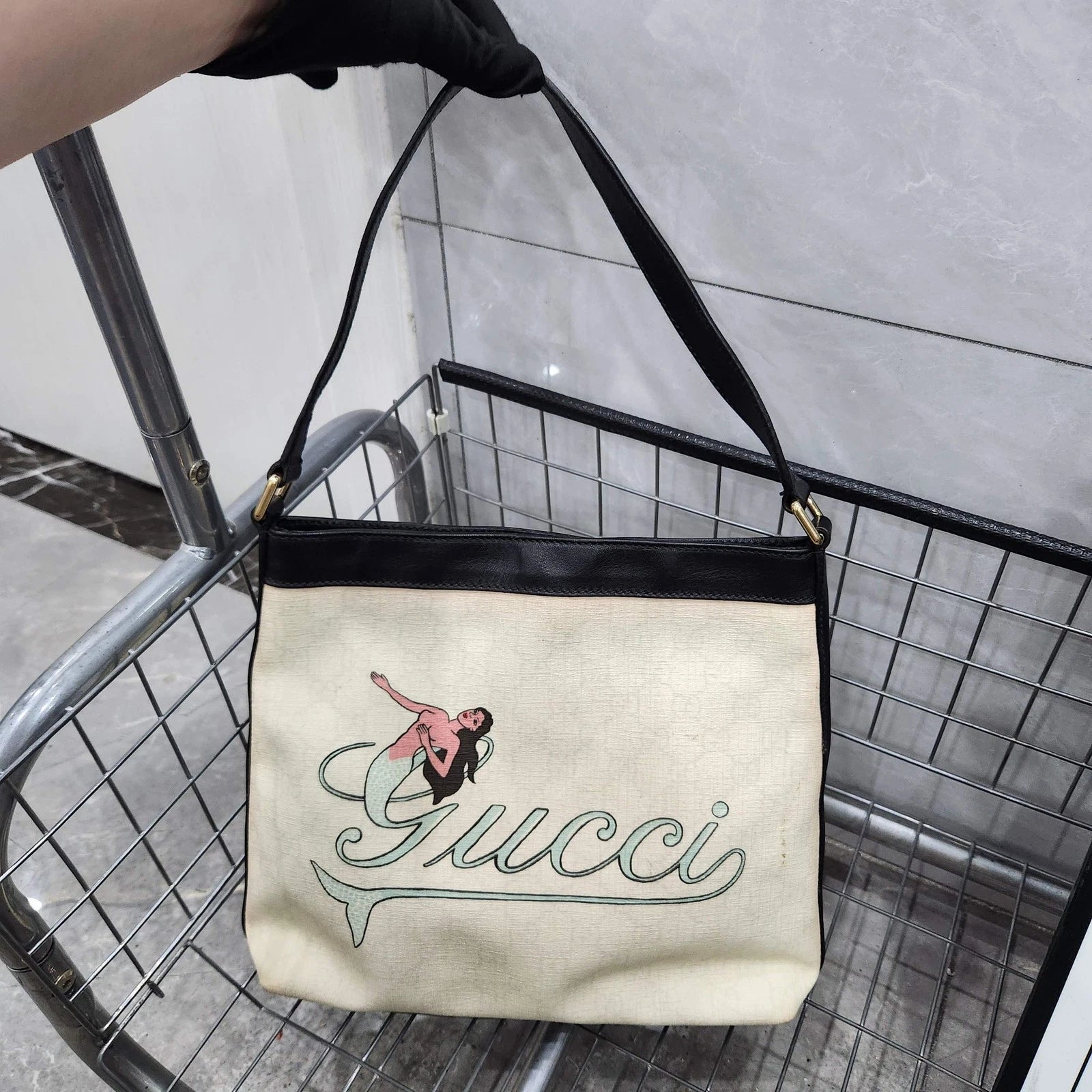 GUCCI Mermaid Print Tote Shoulder Handbag For Women