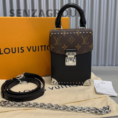 Louis Vuitton Monogram Camera Box Chain Crossbody Bag Black Classic Women