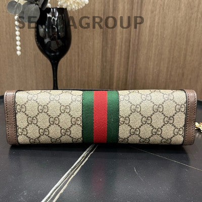 Gucci Ophidia Brown Gold Chain Shoulder Crossbody Bag Classic Women